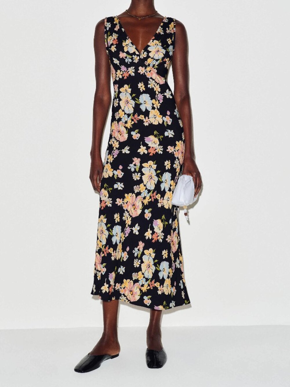 Reformation Anna-Claire V-Neck Midi Dress In Melrose - Women's Size Medium - NWT